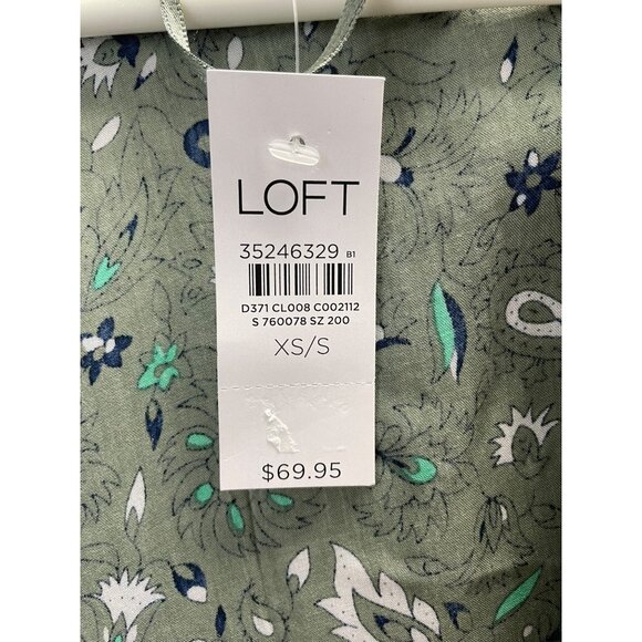 Loft Womens Floral Kimono Wrap XS/S Green Pattern Open Front Lightweight- New - Picture 6 of 8